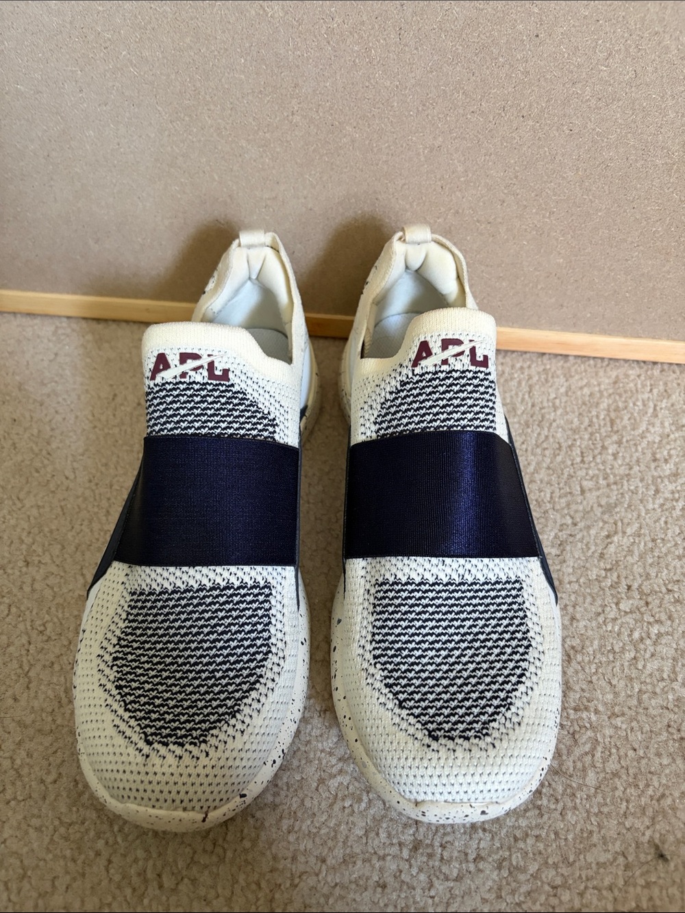APL Slip-On Tech Knit Sneakers in White and Navy